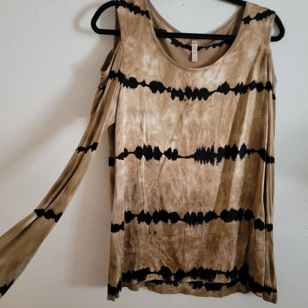 XCVI tie-dye long sleeve cold shoulder top Small
